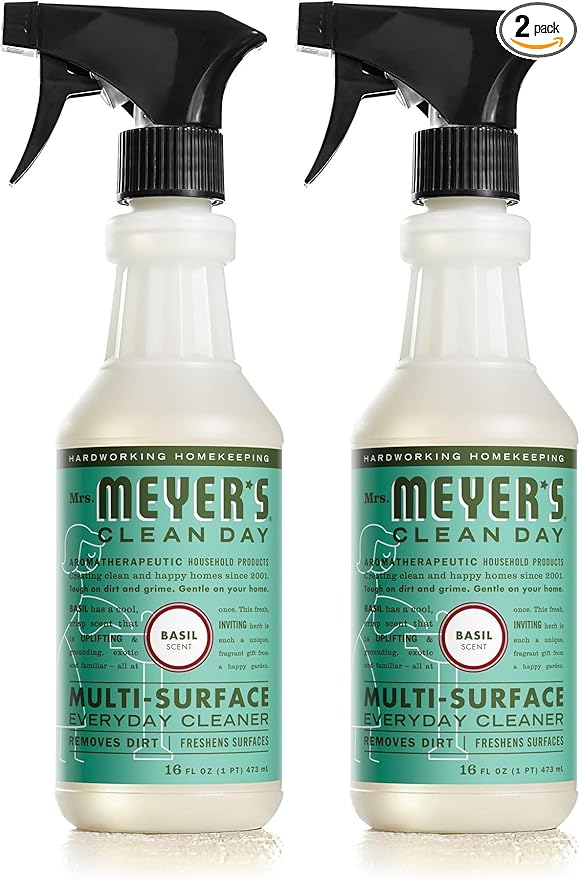 MRS. MEYER'S CLEAN DAY All-Purpose Cleaner Spray, Basil, 16 fl. oz (Pack of 2)