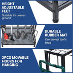 Garden Tool Organizer, Yard Tools Rack Holds 55 Long-Handled Tools/Rakes/Brooms for Garage Organization and Storage, Shed, Outdoor, Lawn, Heavy-Duty Steel, Black, Easy Assembly