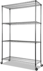 Alera Complete Wire Shelving Unit w/Caster, 48" x 18" x 72", Black Anthracite