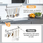 Kitchen Utensils Holder Hanging Racks 304 Stainless Steel Rail Utensil Storage Hanger Wall Mounted Rack for Tools and Pots(80cm)