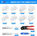JRready ST6552 .062” Pin Connector Kit 3.68mm Pitch Upgraded Handle Pin Removal Crimping Tool 2pin 3pin 4pin 6pin Molex Wire Connectors Housing 18-24AWG Pins Sockets 1.57mm Diameter