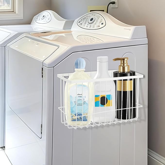 Magnetic Dryer Ball Holder for Laundry Room Dryer Ball Organization, Magnetic Lint Bin for Laundry Room Wool Dryer Ball Organizer, Iron Dryer Ball Container for Laundry Room Storage（White）