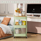 3 Tier Rolling Cart with Table top, Metal Rolling Utility Cart, Sturdy Storage Organizer Cart with Locking Wheels & Hooks for Office, Classroom, Kitchen and Bathroom