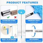 Storystore Ceiling Fan Cleaner Duster - Adjustable Duster with Extension Pole,Dusters for Cleaning Fan Blade, Walls and Cobweb (2Pcs Blue)