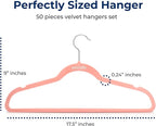 50 Pieces Velvet Hangers - Space Saving Heavy Duty Slim Suit Clothes Hanger Set with 360 Degree Swivel Metal Hook, Can Hold Up to 10 Lbs. for Coats, Jackets, Pants & Dress (Pink)