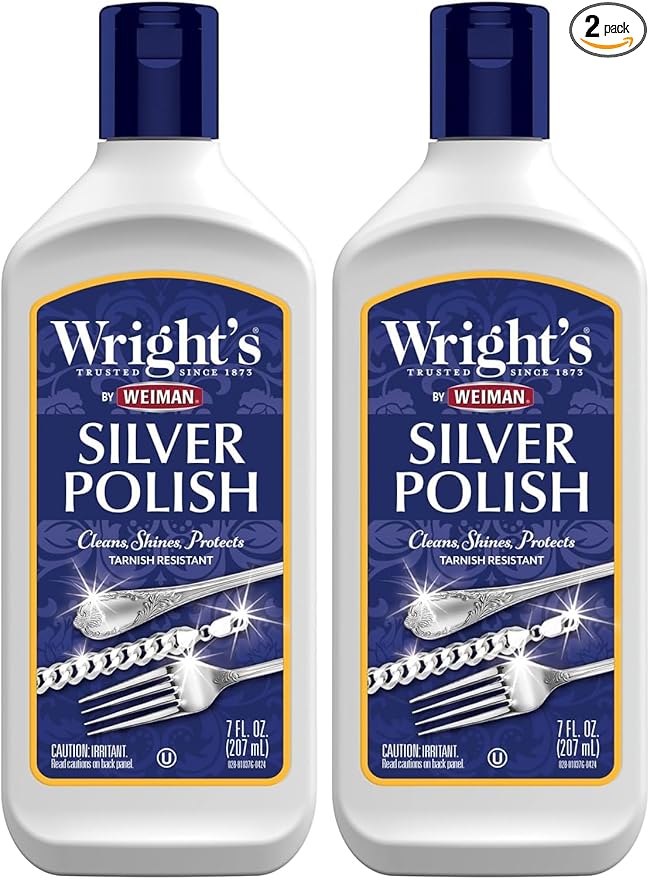 Wright's Silver_Cleaner and Polish - Ammonia Free - Use on Silver, Jewelry, Antique_Silver, Gold, Brass, Copper and Aluminum- 7 Ounce (Pack of 2)
