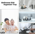 Silicone Bathroom Soap Dishes with Drain Spout-Bathroom and Kitchen Sink Organizer,Sponge Holder,Dish Soap Tray,Perfect for Dispenser,Scrubber,Bottle,Cup on Sink or Counter-Black 9.6"×5.3"
