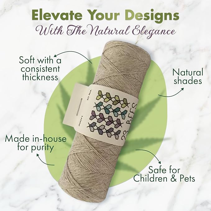 100% Organic Hemp Cord, Twine, String for Jewelry, Beading, Macrame, Crafts, 23 Bees (10 lb.) Natural