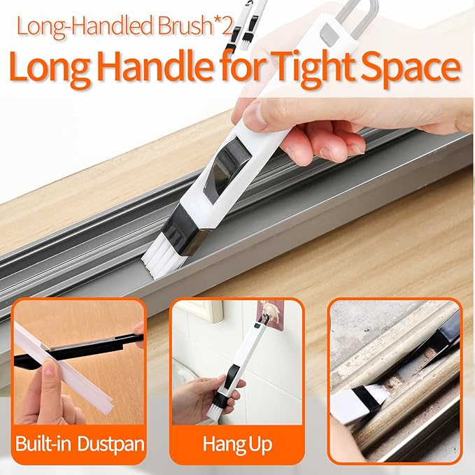 Window Sill Cleaner Tool - 11 Pcs Magic Door Window Track Cleaner Tools Set, Groove Crevice Cleaning Brush for Sliding Door, Shutter, Sill, Tile Lines, Car Vents, Keyboard