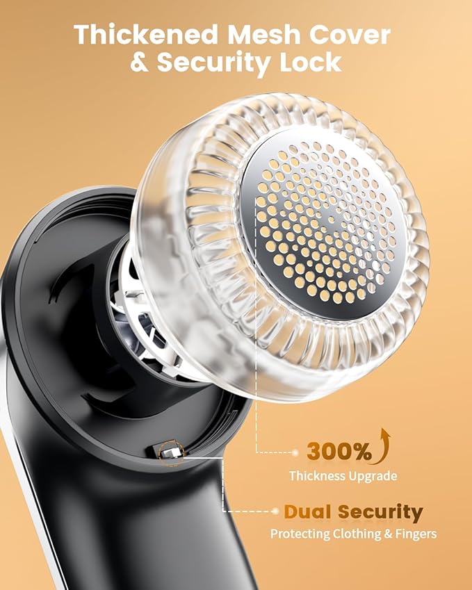 coldSky Fabric Shaver, Rechargeable Lint Shaver with Digital Display, Portable Sweater Defuzzer with 3 Speeds, 6 Leaf Blades and Safety Lock, Electric lint remover for clothes, Sweater, Couch, Blanket