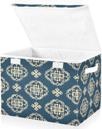 senya Large Storage Bins with Linen Collapsible Foldable Storage Cubes Fabric Closet Organizer Containers box with Flip-Top Lid for Home Bedroom Office 16.7 x 12.6 x 11.8in (Pattern Flower)