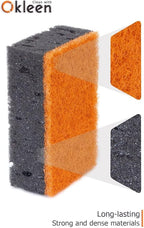 Black & Orange Multi Use Scrub Sponges. Made in Europe. 18 Pack, 4.3x2.8x1.4 inches. Heavy Duty and Non Scratch Fiber. Odorless Durable and Delicate Halloween Holiday Sponges