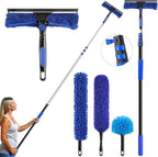 26 Feet High Reach Ceiling Fan Cleaner Duster, Window Washing Kit with Extension Pole, Aluminum 5-20 FT Telescopic Window Cleaning Squeegee Kit for Indoor Outdoor Use (Rotatable Head)