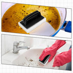 Maxdot 18 Pcs Handled Bath Scrubber Set, 15 Bathroom Scouring Pad 3 Bathtub Scrubber with Handle Non Scratch Soap Scum Remover for Cleaning Sink Shower Tile Swimming Pool Step Corner (Black and White)