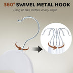 Edergoo Wooden Hangers 20 Pack, Smooth Wood Hangers with 360° Swivel Hook & Notches, Slim Coat Hanger Wooden for Closet, White