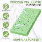 Zhengmy 100 Pieces Sponges Bulk Sponges Kitchen Compressed Sponge Natural Dish Sponge Compressed Wood Pulp Cleaning Without Scratching for Kitchen Bathroom, 3.9 x 2.4 x 0.12 Inch (Green)