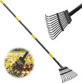 Rake, 60 Inch Long, 11 Tines Small Metal Garden Rake for Leaves, Heavy Duty 9 Inch Wide Rakes for Lawns, Yard Leaf Rakes for Gardening , Flower Beds, Shrub, Kid