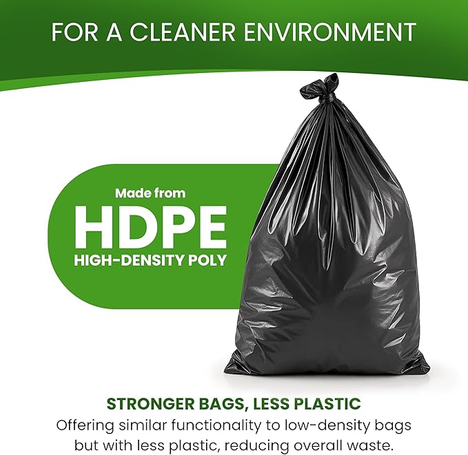 Betta 10-13 Gallon Black High-Density Trash Bags, 500 Count Box, (24x33-inch) Commercial Medium-Duty Garbage Can Liners