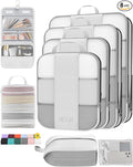 8 Set Compression Packing Cubes for Travel Essentials,Compressible Expandable Packing Cubes for Suitcase,OlarHike Luggage Organizer Bags for Travel,Handy Helper for Organizing Clothes(White)