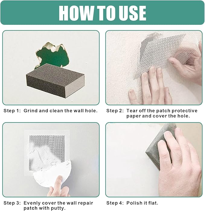 100Pcs 6 Inch Drywall Patch, Wall Repair Patches, Self-Adhesive Fiberglass Repair Kit Dry Wall Hole Repair Patch for Aluminum Metal Sheetrock Ceiling (6"x 6")