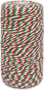 Cotton Twine Green Red and White Baker String 2mm Thick 328 Feet Christmas Twine for Gift Wrapping DIY Crafts Home Decoration Gardening