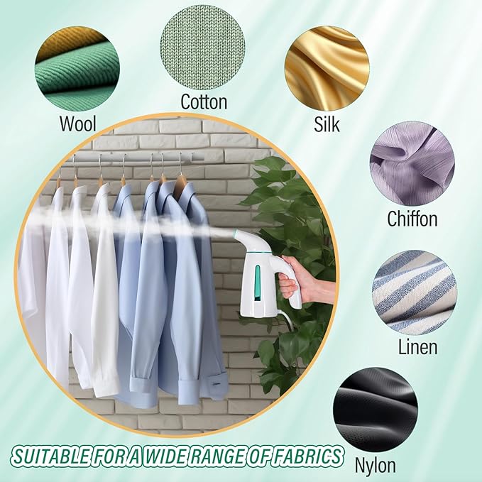 OGHom Steamer for Clothes,Portable Handheld Travel Steamer,300ml Large Capacity,950W,30 Second Fast Heat Up Garment Steamer (Turquoise)