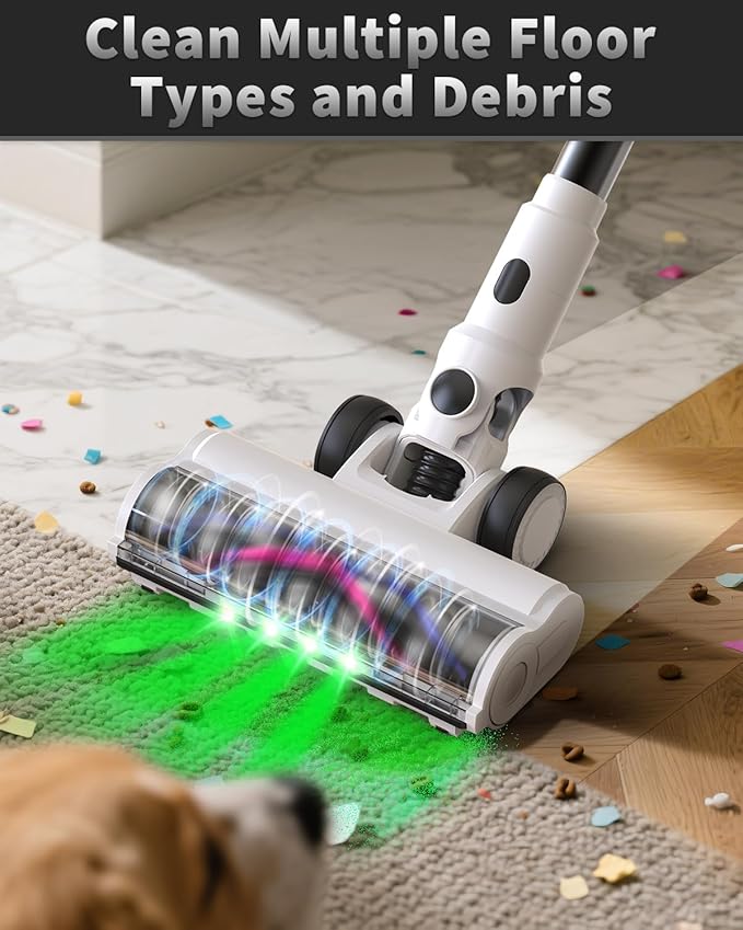 Cordless Vacuum Cleaner, 2 Batteries 110 Mins Runtime Vacuum Cleaners for Home, 550W 45KPA 15-in-1 Stick Vacuum with Charging Dock, Handheld Vacuum Cordless for Pet Hair Carpet Hardwood Floor