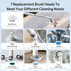 Electric Spin Scrubber, 2026 New Cordless Cleaning Brush, Shower Cleaning Brush with 7 Replaceable Brush Heads, Power Scrubber 3 Adjustable Speeds, Detachable Long Handle & IPX7 Waterproof
