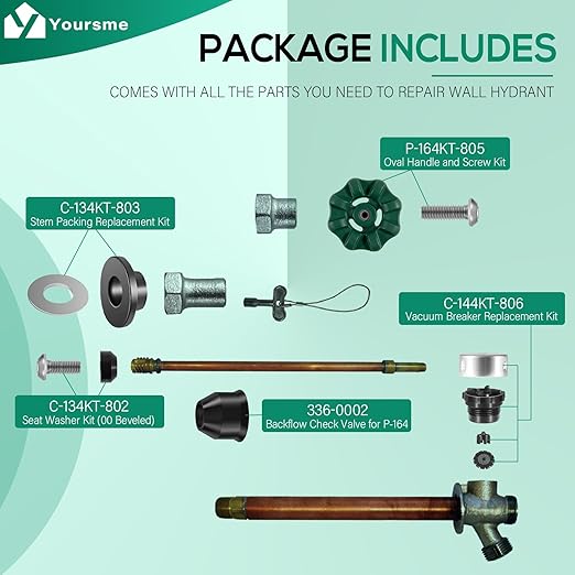 P-164KT-807 Complete Wall Hydrant Service Repair Kit for Prier P-164 Series Wall Hydrant Freezeless Faucet Repair Kit