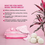 Wool Dryer Balls - XL Pack of 6 - Made from 100% New Zealand Wool - Natural Fabric Softener - Reusable, Eco-Friendly - Reduces Drying Time, Wrinkles, and Pet Hair.