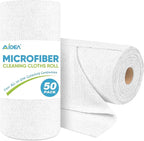 AIDEA Microfiber Cleaning Cloth Roll, White 50PK, Tear Away Reusable Paper Towels, Commercial Shop Rags, Microfiber Towels for Cars, Lint Free Rags for House, Kitchen, Automotive, 11.5"×11.5"