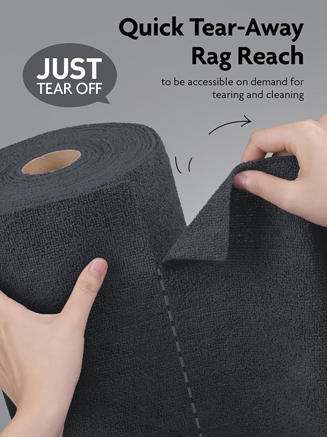 Fantasticlean Microfiber Cleaning Cloth Roll -675 Pack, Tear Away Microfiber Towels, 12" x 12", Reusable, Washable, Ultra Absorbent for Car, Home Supplies, Shop (9 Rolls of DimGray)