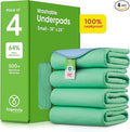 IMPROVIA® Washable Underpads, 18" x 24" (Pack of 4) - Heavy Absorbency Reusable Incontinence Pads for Kids, Adults, Elderly, and Pets - Waterproof Protective Pad for Bed, Couch, Sofa, Furniture, Floor