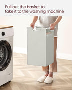 VASAGLE Laundry Hamper, Laundry Basket, Laundry Sorter with 2 Pull-Out and Removable Bags, Shelf, Metal Frame, 2 x 12.1 Gallons (46 L), 28.8 x 13 x 28.4 Inches, Cream White and Cloud White UBLH201W01