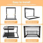 AceMining Under Sink Organizer, 2 Pack Pull-Out Under Cabinet Organizer, 2 Tier Under Sink Storage with Sliding Basket, L-Shaped and Adjustable Height Design for Kitchen and Bathroom