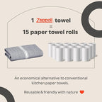 Zeppoli Classic Kitchen Towels - 30 Pack 100% Natural Cotton Towel Set, Reusable Wash Cloths, Absorbent Dish Towels, Machine Washable Hand Towels, Kitchen Essentials - 14” by 25” - Gray Base