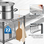 Leteuke 1120LBS Heavy Duty Rolling Utility Cart,3 Tier Rolling Carts with Wheels,NSF Commercial Grade with Handle Bar & Shelf Liners,45"x25"x39" Storage Cart for Kitchen,Restaurant,Plant Display,Black