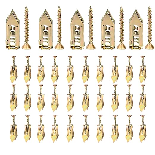 Self-Drilling Wall Anchor Screws Set, 400 Pieces, 4 Sizes, No-Drill Installation Kit with Zinc Plated Steel Dry Wall Screws no Drilling Required, Easy to Install (100)
