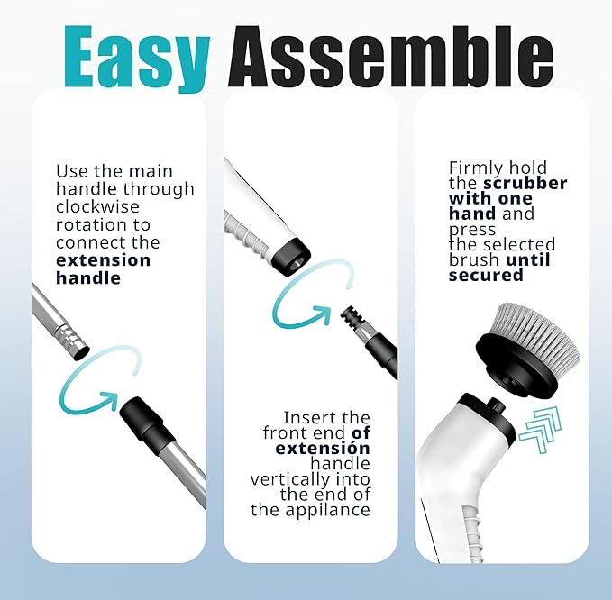 Elebe Electric Spin Scrubber - 7 Replaceable Brush Heads, Electric Cleaning Brush 2 Speeds, Adjustable & Detachable Long Handle, Bathroom Cleaner Brush Electric 300/450 RPM