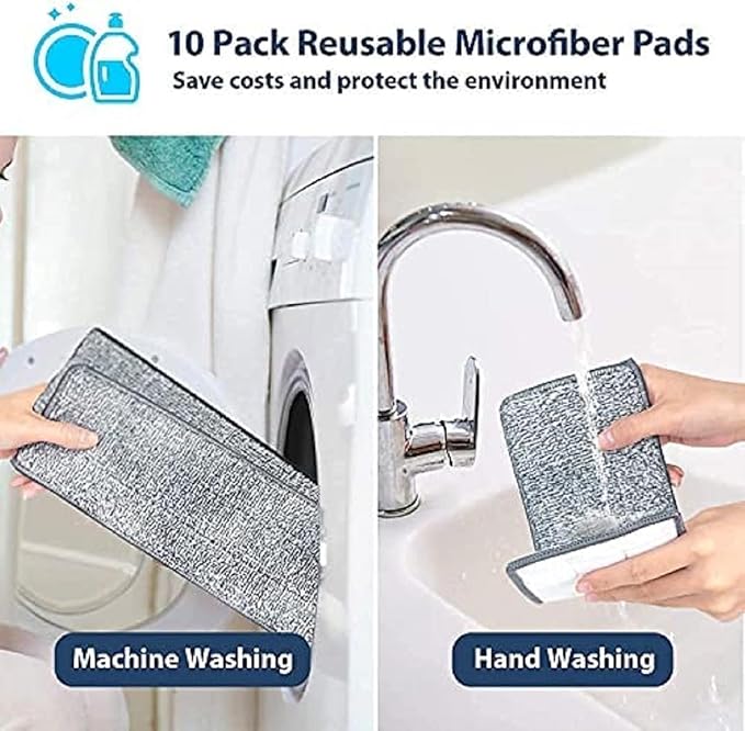 Heavy Quality Floor Mop with Bucket, Flexible Kitchen Tap Flat Squeeze Cleaning Supplies, 360° Flexible Quiet, 2 Reusable Pads, Microfiber, Adjustment Office Mop (Multicolour)