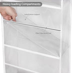Univivi Over The Door Organizer Behind The Door Storage, Baby Door Storage with 5 Clear Plastic Pockets & 2 Big Metal Hooks for Cosmetics, Bathroom, Nursery and Sundries
