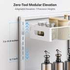 Pull-out Under Kitchen Sink Organizer, Metal Functional Under Sink Organizer, Height Adjustable Under Bathroom Sink Organizer, Under Sink Storage for Kitchen Bathroom Cabinet (White)