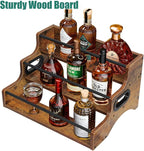 AT-VALY 3-Tier Spice Rack, Iron&MDF Kitchen Storage Shelf, Space-Saving Countertop Organizer for Spices, Herbs, Seasonings, Sturdy Stylish Condiment Holder,Countertop Wine Rack (Rustic Brown)