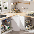 Under Sink Organizer, High Adjustable 2 Tier Under Kitchen Sink Organizer, Multi-Purpose Storage Shelf for Kitchen Bathroom Cabinet, Gray