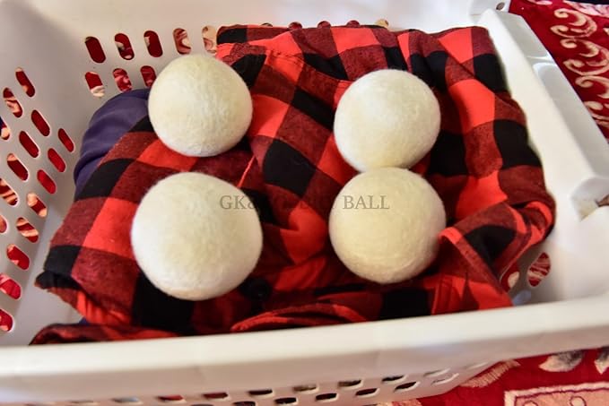 Pack of 5 Wool Laundry Dryer Ball by GK&CO-Reusable Extra Large Premium Natural Fabric Softener, Reduces Clothing Wrinkles, Eco-Friendly~Made of 100% Pure New Zealand Wool~Made in Nepal (5)