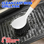 Holikme 3 Pack Cast Iron Brush and Scraper with Bamboo Handle – Skillet Scrubber with Tough Nylon Bristles, Kitchen Cleaner for Cleaning Skillet, Grill Pan, Dark Gray