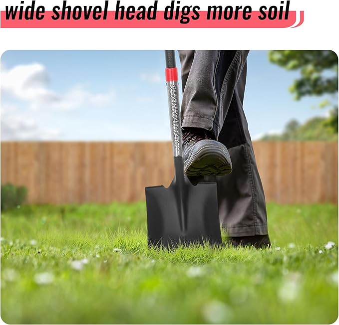SHARK ATTACK Garden Shovel Set with D-Grip Handles - Multi-Size Steel Garden Shovels with Powder Coating for Digging, Planting & Car Emergency
