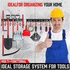 68" All Metal Garden Tool Organizer - Sturdy Garage Wall & Shed Organization System - Hooks for Shovel, Broom, Rake & More