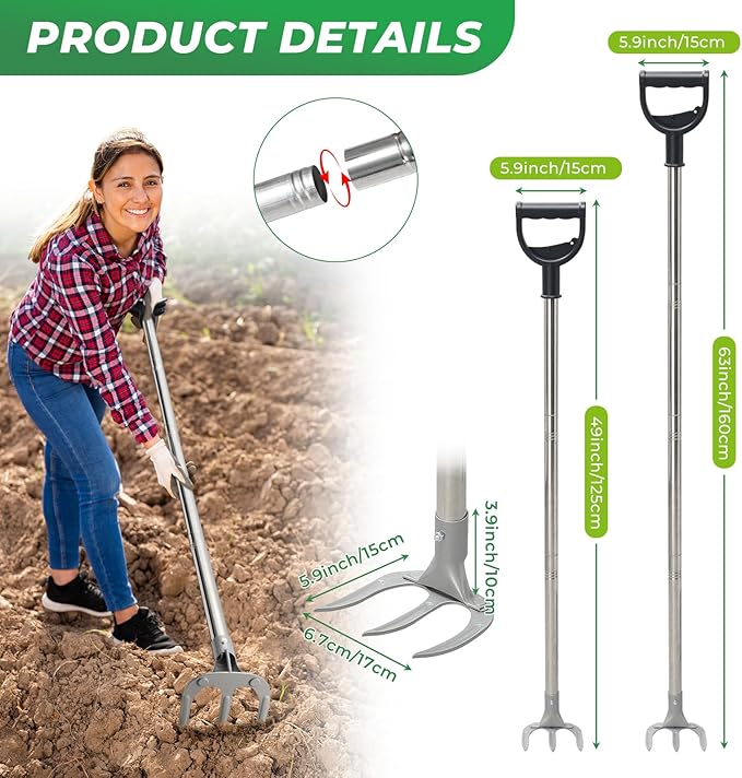 Professional Garden Hoe 49 Inch Long with Adjustable Long Handle - Heavy Duty Weeding & Cultivating Tool for Gardening, Lawn, and Yard Work
