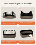 Small Woven Basket, 12 x 8 x 4.5 Inches, Storage Basket for Organizing, Cute Small Rope Shelf Closet Cube Storage Bins Baskets for Shelves, Dog Toy Gift Baskets Empty, 3 Pack Black & Brown